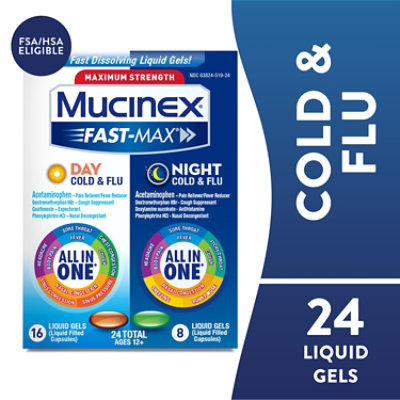 Mucinex Fast-Max Day & Night Cold & Flu Medicine All in One Liquid Gels - 24 Count - Image 2