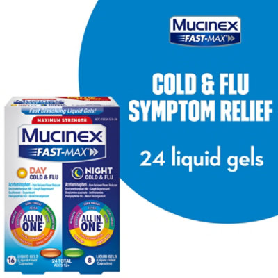 Mucinex Fast-Max Day & Night Cold & Flu Medicine All in One Liquid Gels - 24 Count