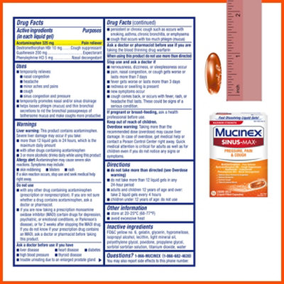 Mucinex Sinus-Max Pressure Pain & Cough Relief Max Strength Liquid Gels - 16 Count - Image 3