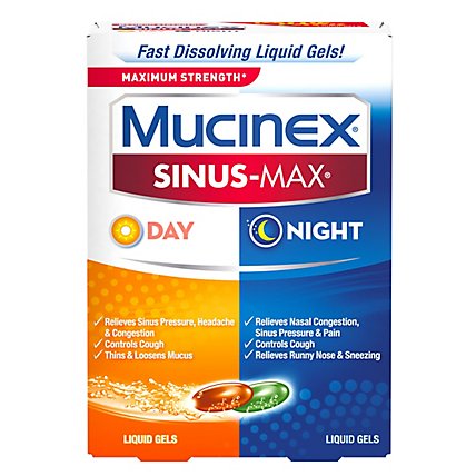 Mucinex Sinus-Max Day & Night Medicine Maximum Strength Liquid Gels - 24 Count - Image 2