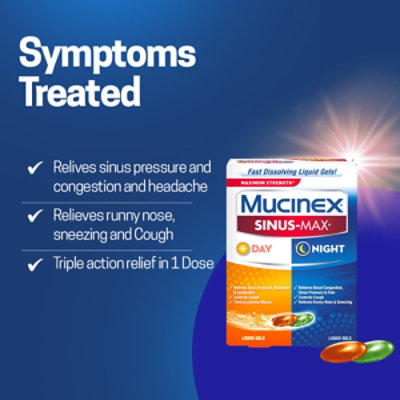 Mucinex Sinus-Max Day & Night Medicine Maximum Strength Liquid Gels - 24 Count - Image 4