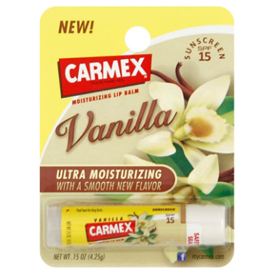 Carmex Lip Balm Moisturizing Vanilla SPF 15 Sunscreen - .15 Oz