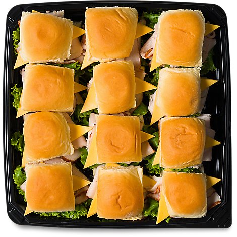 Deli Slider Tray Turkey And Cheddar - Each (1940 Cal) (Please allow 24 hours for delivery or pickup)