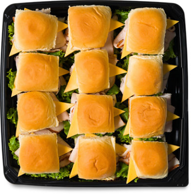 Deli Slider Tray Turkey And Cheddar - Each (1940 Cal) (Please allow 24 hours for delivery or pickup)