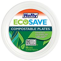 Hefty ECOSAVE 100% Compostable Paper Plates Round 10 Inch White - 16 Count - Image 3