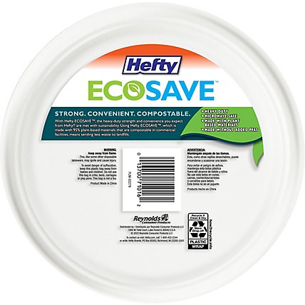 Hefty ECOSAVE 100% Compostable Paper Plates Round 10 Inch White - 16 Count - Image 4