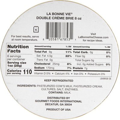 La Bonne Vie Cheese Brie Soft Ripened - 8 Oz - Image 6