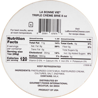 La Bonne Vie Cheese Brie Triple Creme 70% - 8 Oz - Image 6