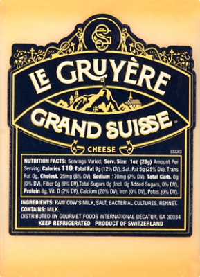 Grand Suisse Cheese Le Gruyere - 8 Oz