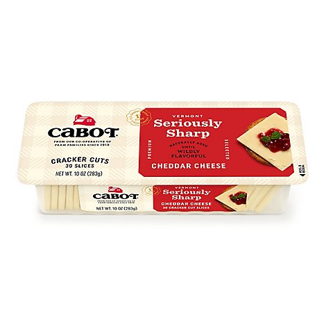 Cabot Creamery Cheese Cracker Cut Slices Seriously Sharp Cheddar - 10 Oz