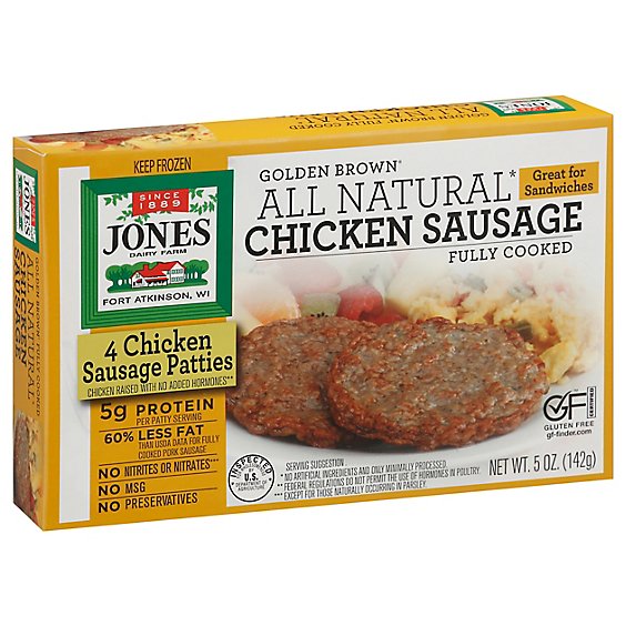 Jones Dairy Farm Sausage All Natural Golden Brown Chicken Patties 4 Count - 5 Oz