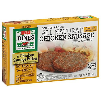 Jones Dairy Farm Sausage All Natural Golden Brown Chicken Patties 4 Count - 5 Oz - Image 1