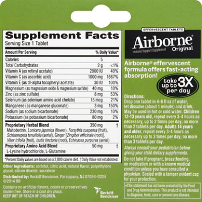 Airborne Immune Support Supplement Effervescent Tablets Lemon-Lime - 10 Count - Image 4