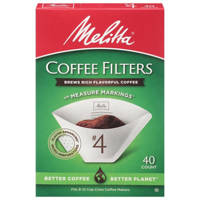Melitta Coffee Filters Cone No. 4 With Measure Markings - 40 Count