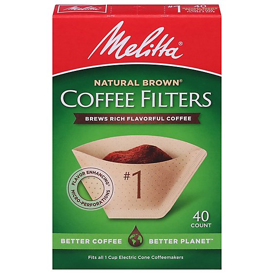 Melitta Coffee Filters Cone No. 1 Natural Brown - 40 Count