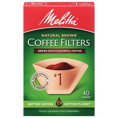 Melitta Coffee Filters Cone No. 1 Natural Brown - 40 Count