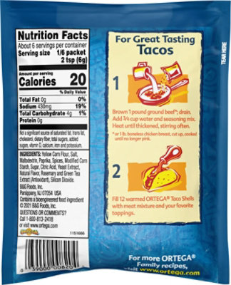 Ortega Taco Seasoning Mix Original Envelope - 1.25 Oz - Image 6