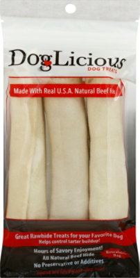 DogLicious Dog Treats Beefhide White Curl Bag - 3 Count - Image 2