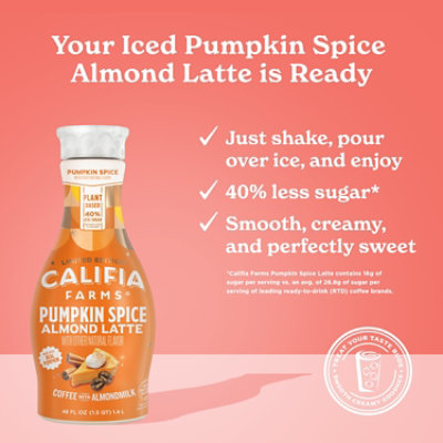 Califia Farms Pumpkin Latte Spice Cold Brew Coffee with Almond Milk - 48 Fl. Oz. - Image 3