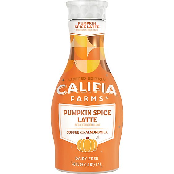 Califia Farms Pumpkin Spice Latte Non Dairy Cold Brew Coffee With Oat Milk - 48 Fl. Oz.
