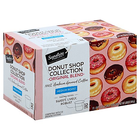 Signature SELECT Donut Shop Collection Coffee Arabica Single Serve Cups Medium Roast - 12 Count