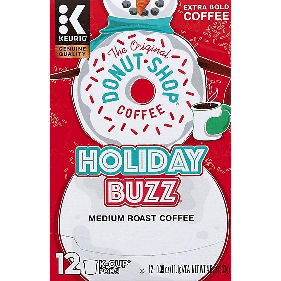 The Original Donut Shop Holiday Buzz Medium Roast Coffee K Cup Pods - 12 Count