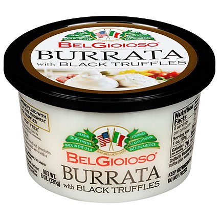 BelGioioso Fresh Mozzarella Cheese Burrata Black Truffle Balls - 8 Oz - Image 1
