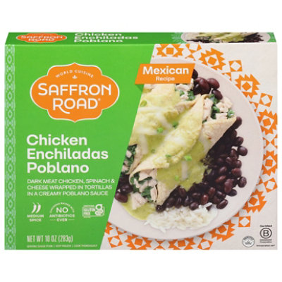 Saffron Road Chicken Enchiladas Poblano Gluten Free Mexican Frozen Meal - 10 Oz - Image 1