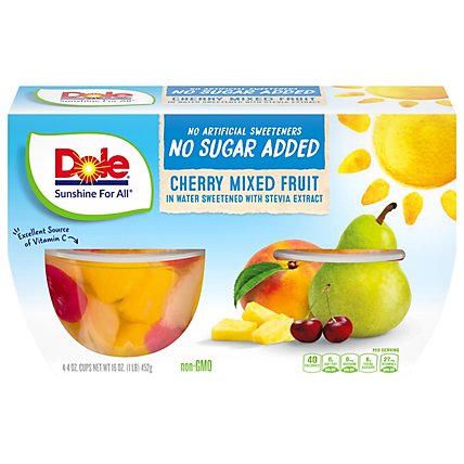 Dole Cherry Mixed Fruit No Sugar Added Cups - 4-4 Oz - Image 3