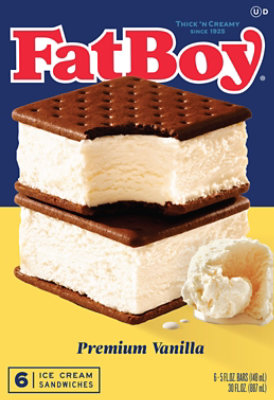 FatBoy Vanilla Ice Cream Sandwich - 6 Count - Image 1