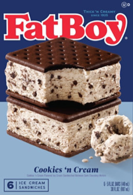 FatBoy Cookies And Cream Ice Cream Sandwich - 6 Count - Image 4