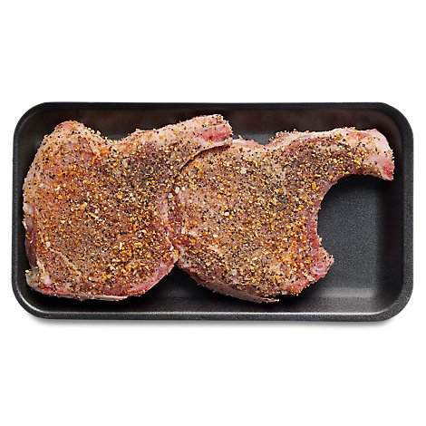 Meat Counter Pork Chop Bone In Seasoned - 0.75 LB