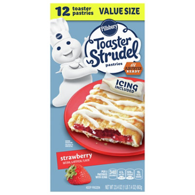 Pillsbury Toaster Strudel Pastries Strawberry Frozen Pastries 12 Count - 23.4 oz - Image 1