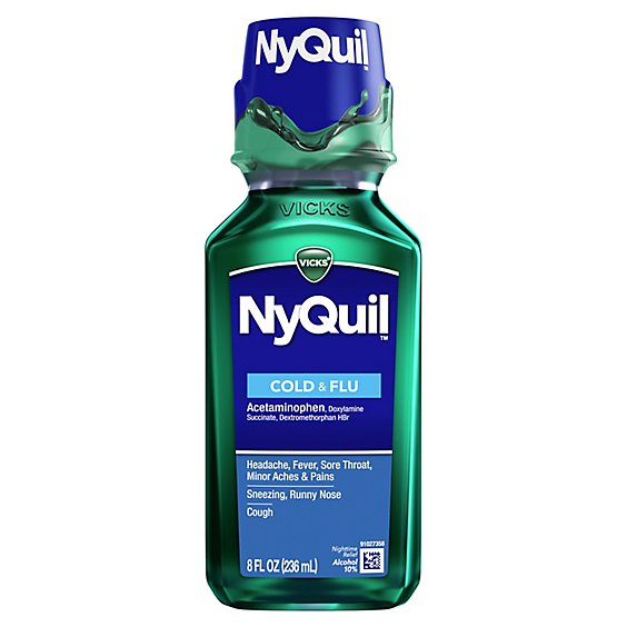 Vicks NyQuil Cold & Flu Relief Nighttime Liquid Original - 8 Fl. Oz.