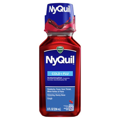 Vicks NyQuil Cold & Flu Relief Nighttime Liquid Cherry - 8 Fl. Oz. - Image 1