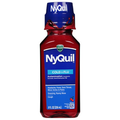 Vicks NyQuil Cold & Flu Relief Nighttime Liquid Cherry - 8 Fl. Oz.