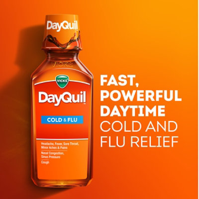 Vicks DayQuil Medicine Cold & Flu Relief Multi Symptom Syrup Non Drowsy - 8 Fl. Oz. - Image 4