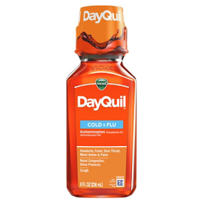 Vicks DayQuil Medicine Cold & Flu Relief Multi Symptom Syrup Non Drowsy - 8 Fl. Oz. - Image 8