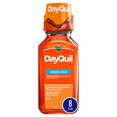 Vicks DayQuil Medicine Cold & Flu Relief Multi Symptom Syrup Non Drowsy - 8 Fl. Oz. - Image 1