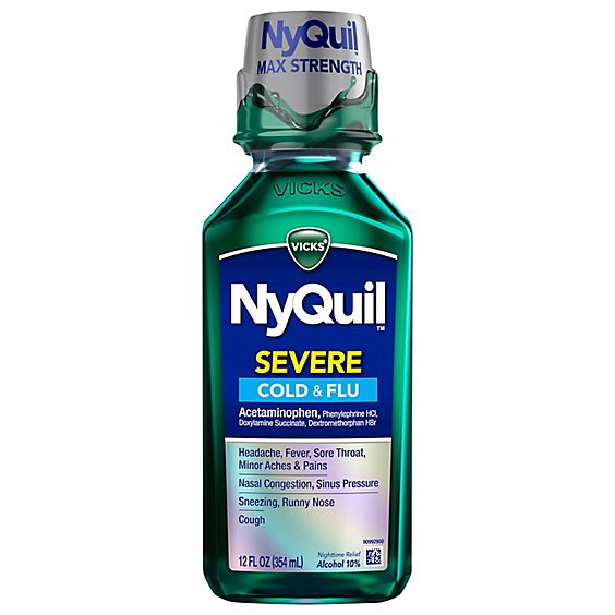 Vicks NyQuil Severe Cold & Flu Relief Nighttime Liquid Original - 12 Fl. Oz.