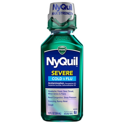 Vicks NyQuil Severe Cold & Flu Relief Nighttime Liquid Original - 12 Fl.  Oz. - ACME Markets