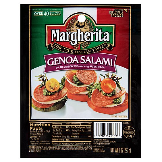 Margherita Pillow Pack Genoa Salami - 8 Oz