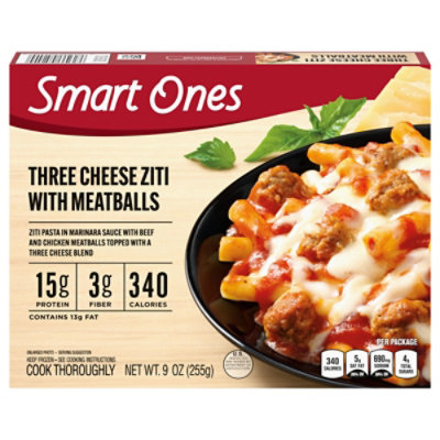 Smart Ones Three Cheese Ziti Marinara Pasta with Meatballs Frozen Meal Box - 9 Oz - Image 3