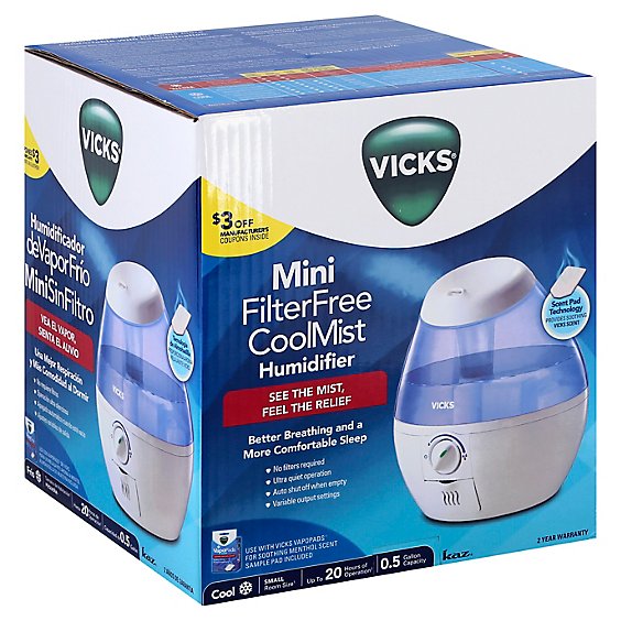 Vicks Humidifier Cool Mist Filter Free Mini - Each