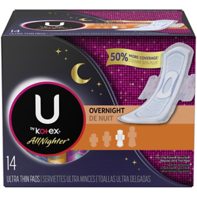 U by Kotex All Nighter Pads Ultra Thin Overnight - 14 Count - Image 3