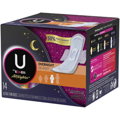U by Kotex All Nighter Pads Ultra Thin Overnight - 14 Count - Image 2