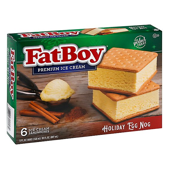 FatBoy Egg Nog  Ice Cream Sandwich - 6 Count