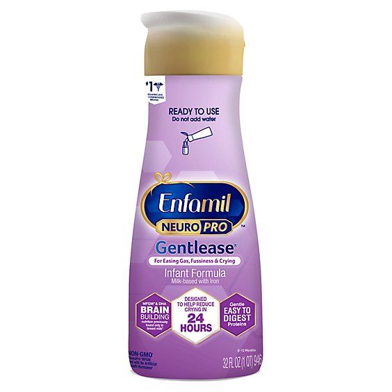 Enfamil Gentlease Infant Formula Milk-Based with Iron Ready to Use Through 12 Months - 32 Fl. Oz.