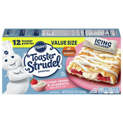 Pillsbury Toaster Strudel Pastries Cream Cheese & Strawberry Value Size 12 Count - 23.4 Oz