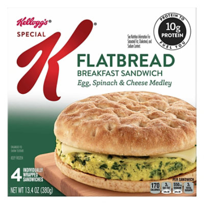 Special K Flatbread Breakfast Sandwiches Egg Spinach and